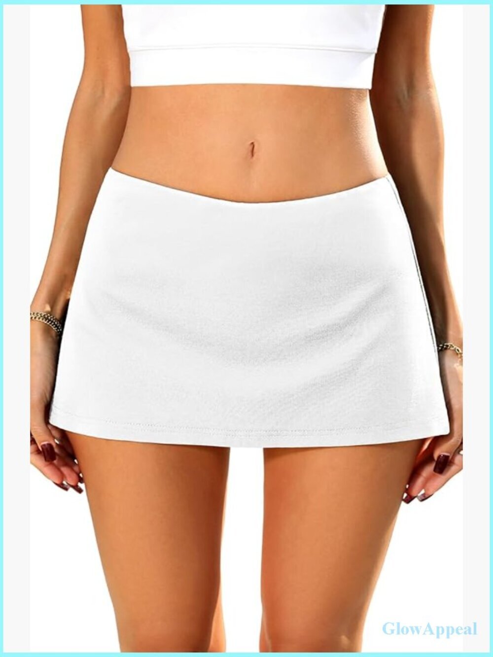 Low Rise Mini Skort with Built-In Shorts A-Line Elastic Waist Skirts Summer